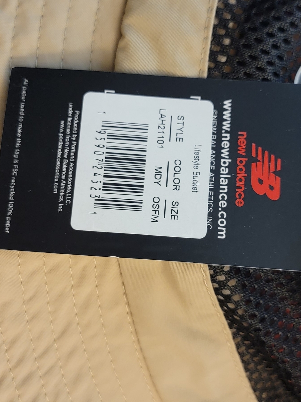New Balance Beige and Black All Terrain Bucket Hat - Picture 3 of 5